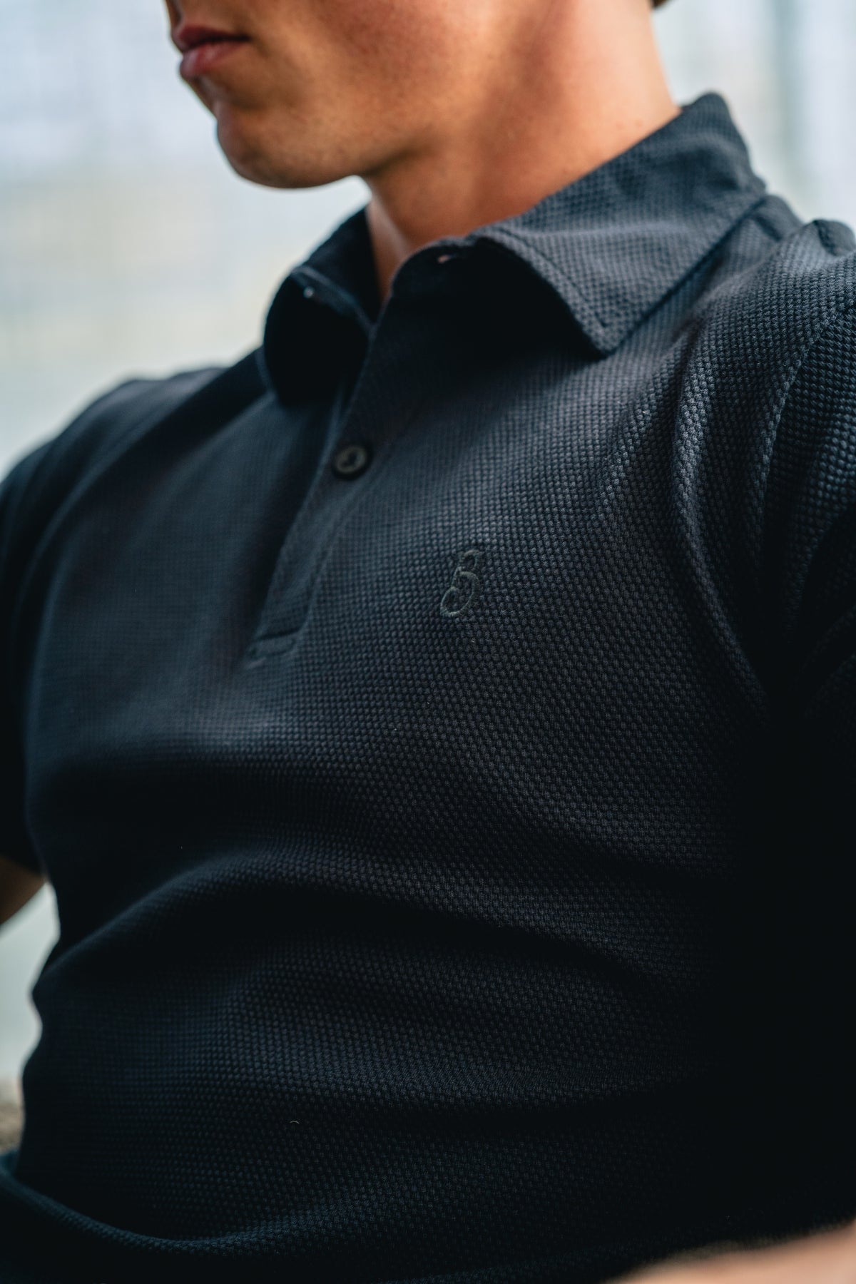 WAFFLE POLO - BLACK