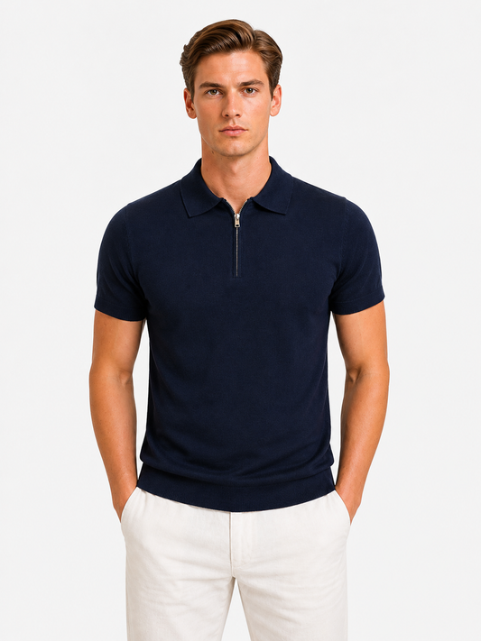LEONARDO Knit Polo - Navy