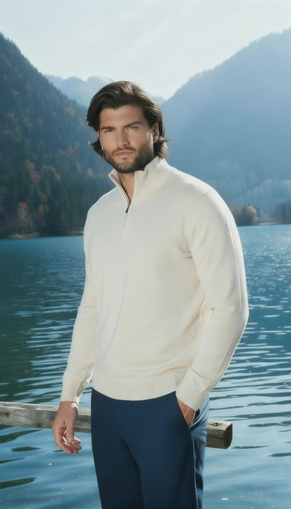 PREMIUM ZIP PULLOVER - BEIGE