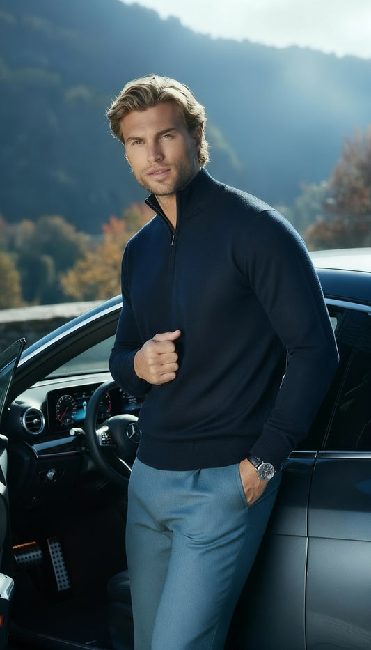 PREMIUM ZIP PULLOVER - NAVY